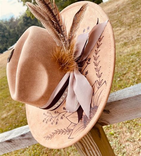 Custom Hand Burned Hat Hand Burned Wide Brim Hat Custom Etsy Australia Cowboy Hat Crafts Felt