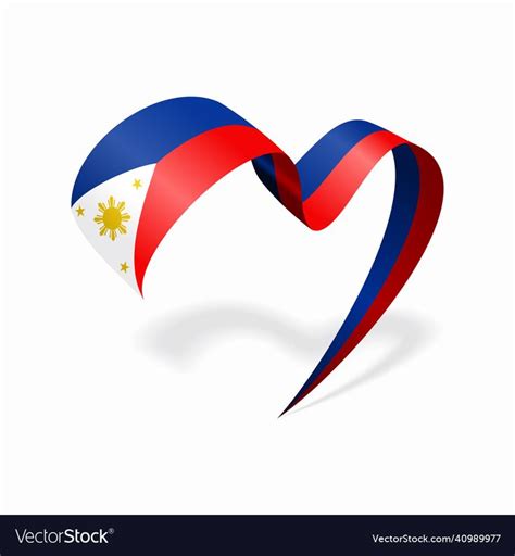 Philippines Flag Heart Shaped Ribbon Vector Image On VectorStock