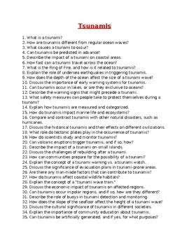 Tsunamis 50 Assessment Questions With Answer Keys Quiz Severe Weather