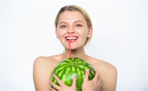 Premium Photo Watermelon Vitamin Beverage Enjoy Natural Juice Girl Nude Drink Fresh Juice