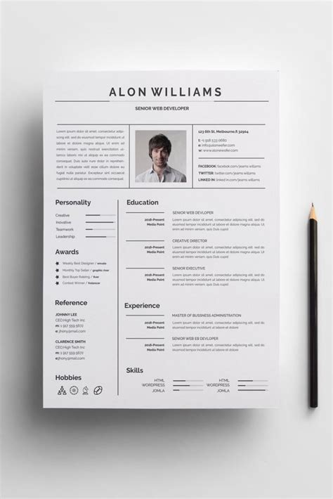 Minimalist Design Resume Template | Resume, Resume design, Resume template