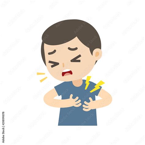 Man Having A Heart Attack With Chest Pain Cartoon Vector Illustration