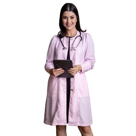 Jaleco Feminino Manga Longa Sem Gola Gabardine Rose Cod