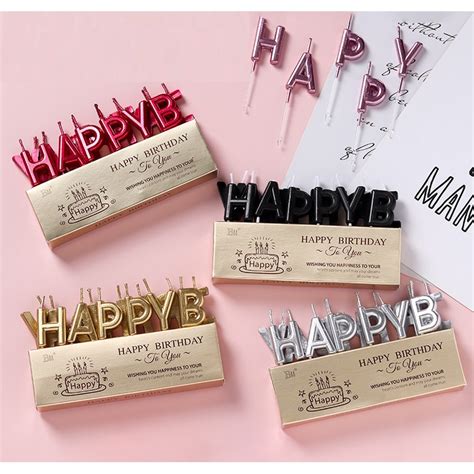 Cake Topper Decoration Happy Birthday Candle Letter Alphabet Set