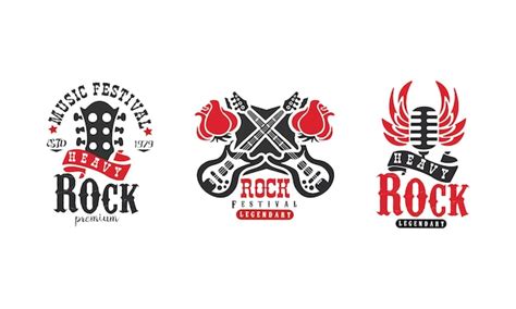 Premium Vector Rock Music Festival Logo Templates Set Heavy Rock