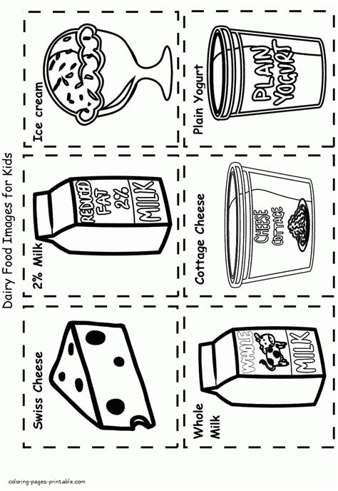 Healthy Food Coloring Sheets Dairy Group Coloring Pages Printable