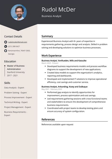 Business Analyst Cv Example For Skills Templates