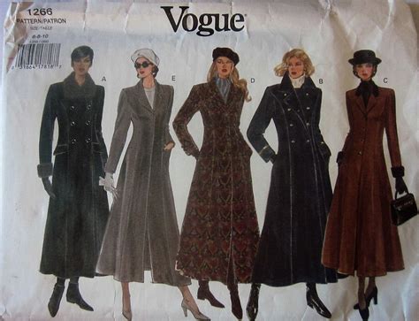 Vogue 1266 Womens 90s Long Winter Coat Sewing Pattern Bust 305 315