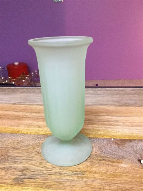 Vintage Glass Vase Frosted Green Art Deco Style Green Art Deco Green Art Glass Vase