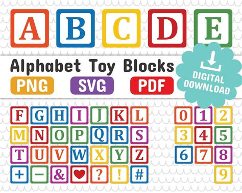 Alphabet Toy Building Blocks Cliparts Digital Files Baby Toy Blocks - Etsy