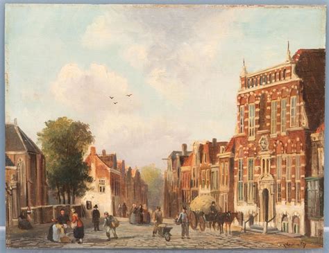 Petrus Gerardus Vertin Straatje Met Figuren MutualArt