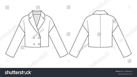 Fashion Technical Drawing Oversized Croped Double Stock Vector Royalty