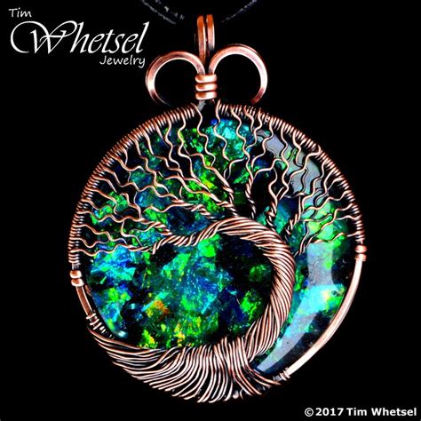 Opalescent Orgonite Copper Tree Of Life Pendant Wire Wrap Jewelry