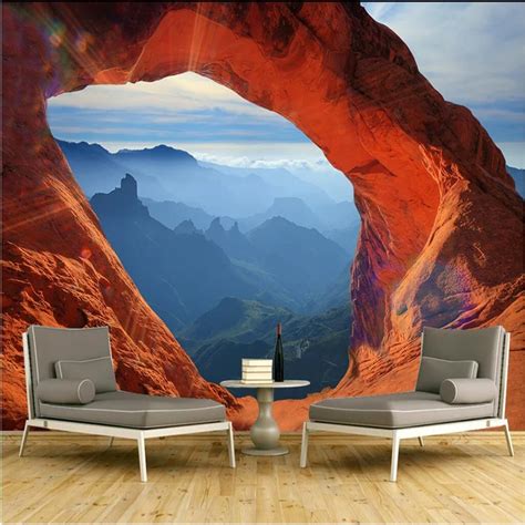 Beibehang Large Custom Wallpaper Mural Cave Stone Wall Colorful