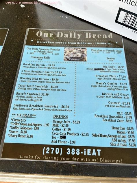 Online Menu Of Our Daily Bread Llc Restaurant Eddyville Kentucky 42038 Zmenu