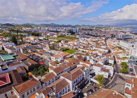 Ponta Delgada Elevated View Sao Miguel Island Azores Portugal