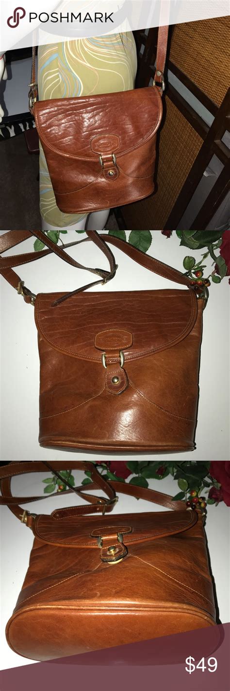 Vintage Oroton Brown Cognac Leather Crossbody Bag Leather Crossbody