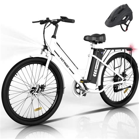 HITWAY Vélo électrique 26 Blanc Moteur 250W Batterie au Lithium