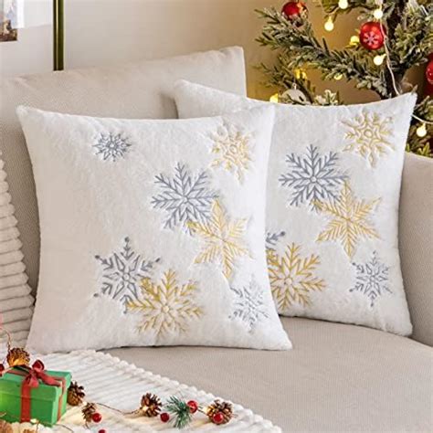 MIULEE Paquete De 2 Fundas De Almohada Decorativas De Navidad De Piel