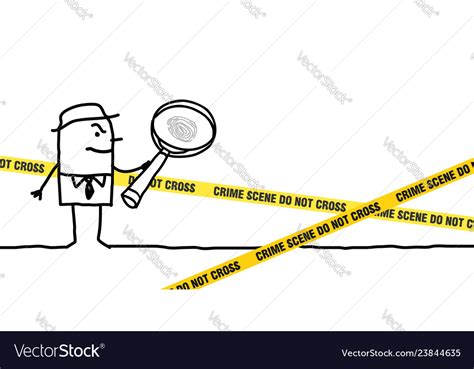 Cartoon character and crime scene Royalty Free Vector Image