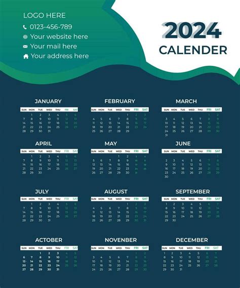 2024 Calendar Template Design 25404658 Vector Art At Vecteezy