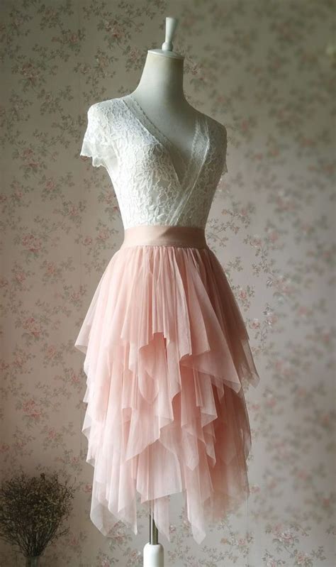 Blush Pink Tulle Skirt Midi Plus Size Tulle Bridesmaid Skirt Lady