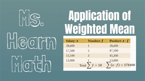 Statistics Chapter Application Of Weighted Mean Youtube