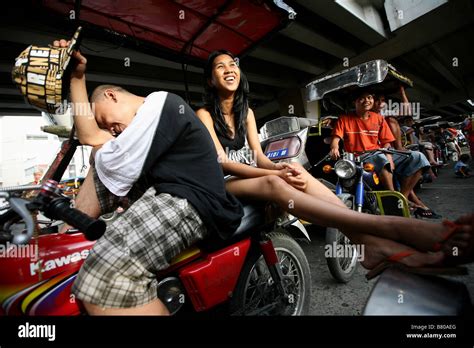 Philippines Manila Tricycle Taxis Wait For Customers In Manila Moshe