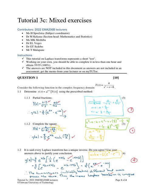 Su3 Tutorial3c Detail Pdf Laplace Transform Mathematical Relations