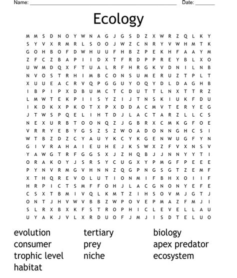 Ecology Word Search WordMint