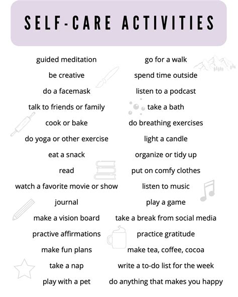 Self Care Checklist Etsy