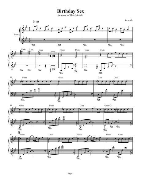 Birthday Sex Jeremih Piano Sheet Music Soundtracks