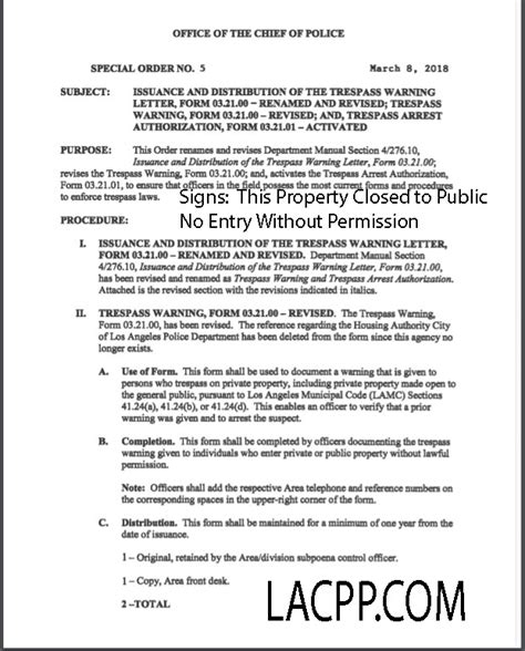 Form 41 24 Lamc Trespass Warning And Trespass Arrest Authorization La