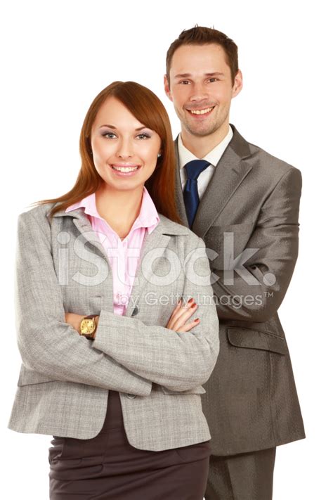 Young Smiling Businesswoman And Businessman Stock Photo Royalty Free