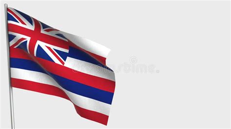 Hawaii Waving Flag Illustration On Flagpole Stock Illustration