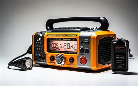 Premium AI Image | Portable Emergency Flashlight Radio on White Background