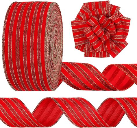 Amazon Syhood Christmas Wired Velvet Ribbon With Gold Edge Velvet