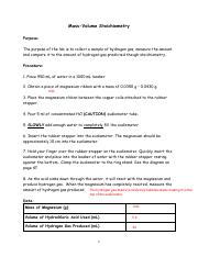 Mass Volume Stoichiometry Lab Pdf Mass Volume Stoichiometry Purpose