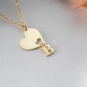 Gold Initial Necklace Custom Heart Name Necklace personalized Gifts ...