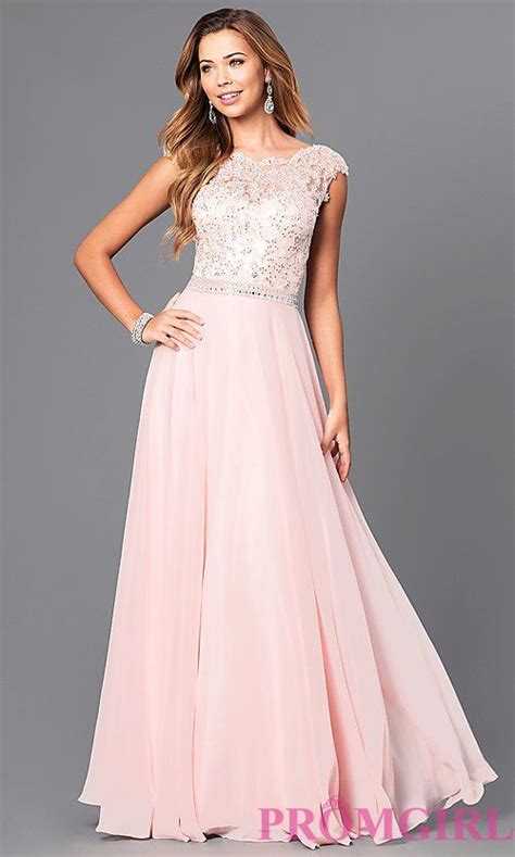 Long Pastel Prom Dress With Illusion Lace Bodice Pastel Prom Dress