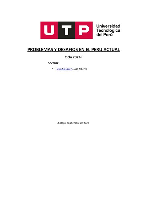 Problemas Y Desafios En El Peru Actual Semana Problemas Y