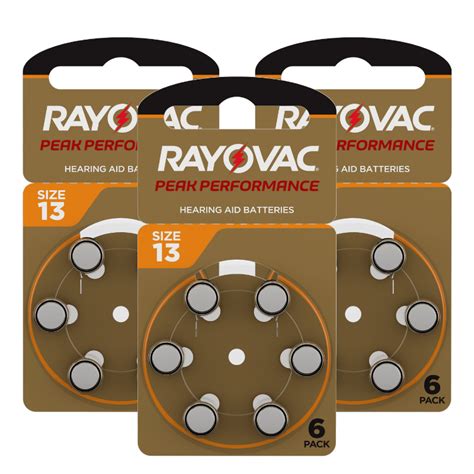 18 Cells X Rayovac PEAK 13 Size Hearing Aid Batteries PR48 Cells Zinc