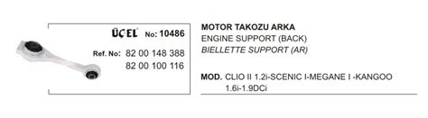 Renault R Motor Takozu Motor Takozu Arka Megane I Kango