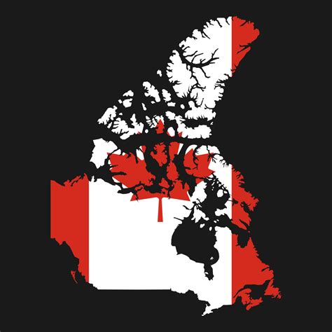 Canada map silhouette with flag on black background 3330768 Vector Art ...