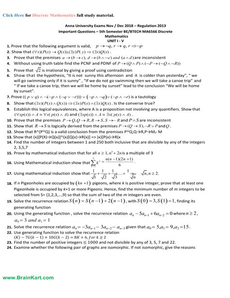 094 Ma8351 Ma6566 Discrete Mathematics Important Questions 2