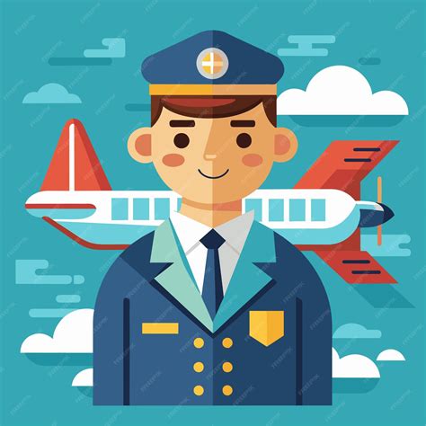 Pilot Vector Illustration Flat Style Aviation Professional Premium Ai