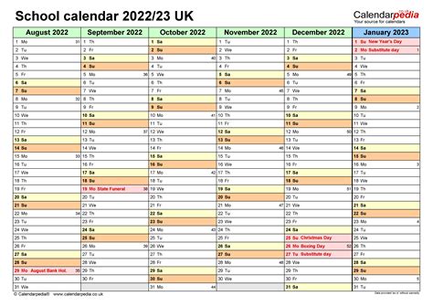 School Year Calendar 2022 23 Template