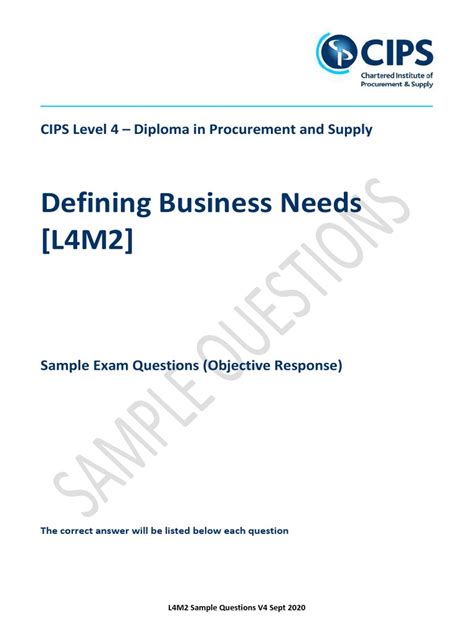 Defining Business Needs L4m2 Cips Level 4 Diploma In Procurement