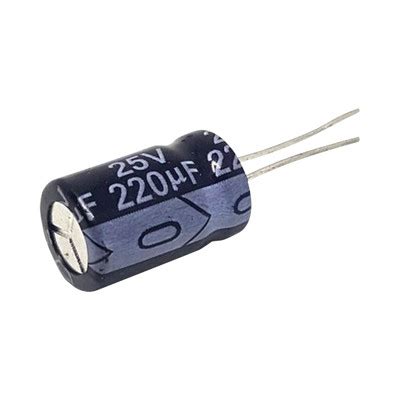 Syscom 0220M0025V Capacitor Electrolitico Radial de Aluminio 220 ÂµFd