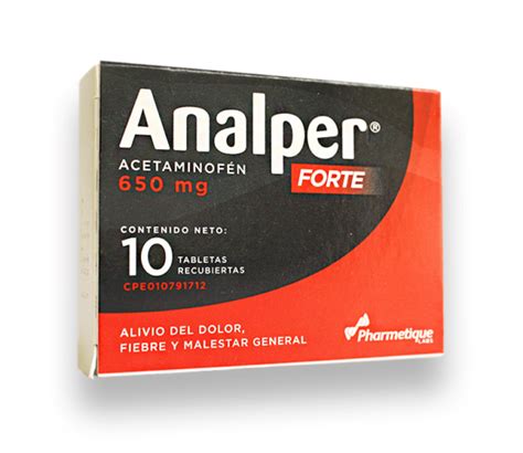 Acetaminofen Analper Forte Mg Tabletas Pharmetique Analgesico